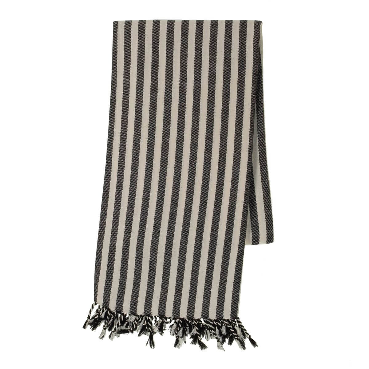 Vertical Striped Turkish Towel With Fringe in Black color made of 100% Turkish cotton Turkish Towel by buldano in Turkey