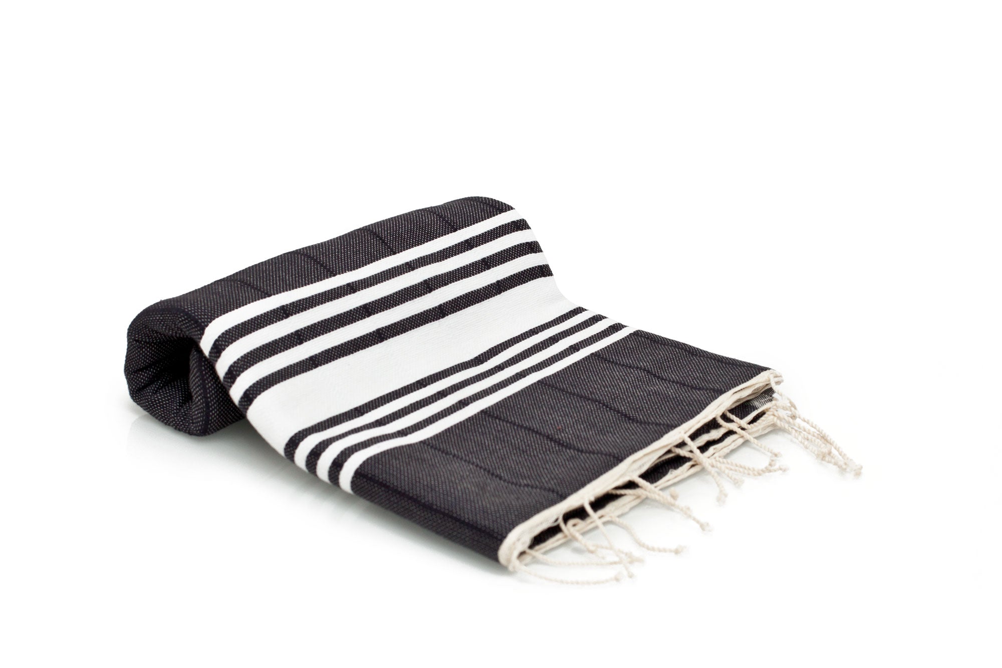 Double Woven Turkish Towel - SAMPLE SALE in Black color made of 100% Turkish cotton Turkish Towel by buldano in Turkey