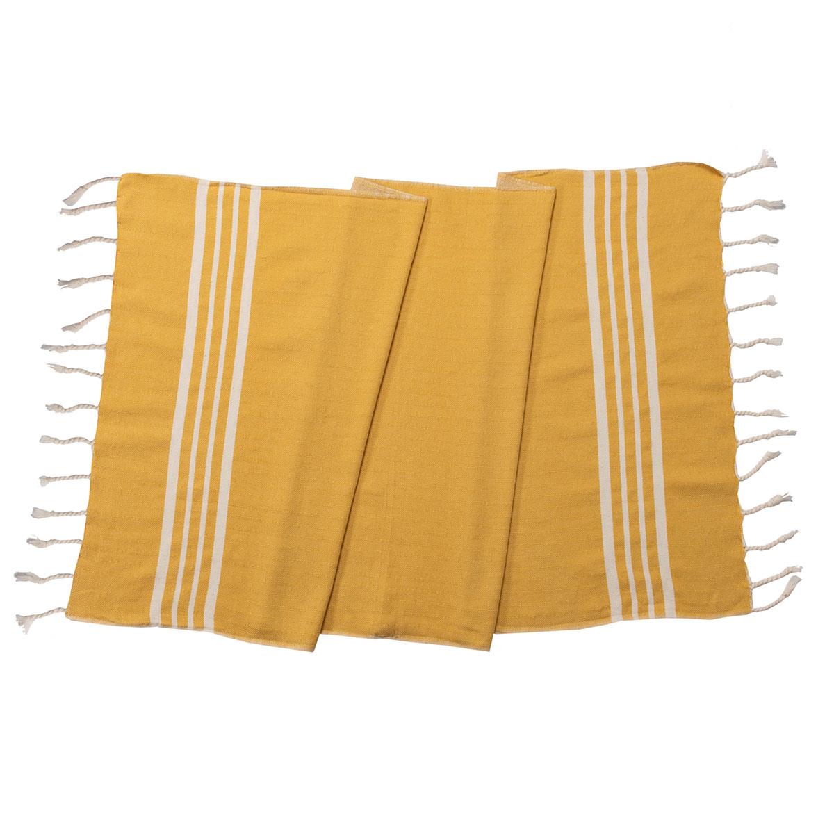 NAPKIN SIZE TURKISH TEA TOWEL in Yellow color made of 100% Turkish cotton Turkish Towel by buldano in Turkey