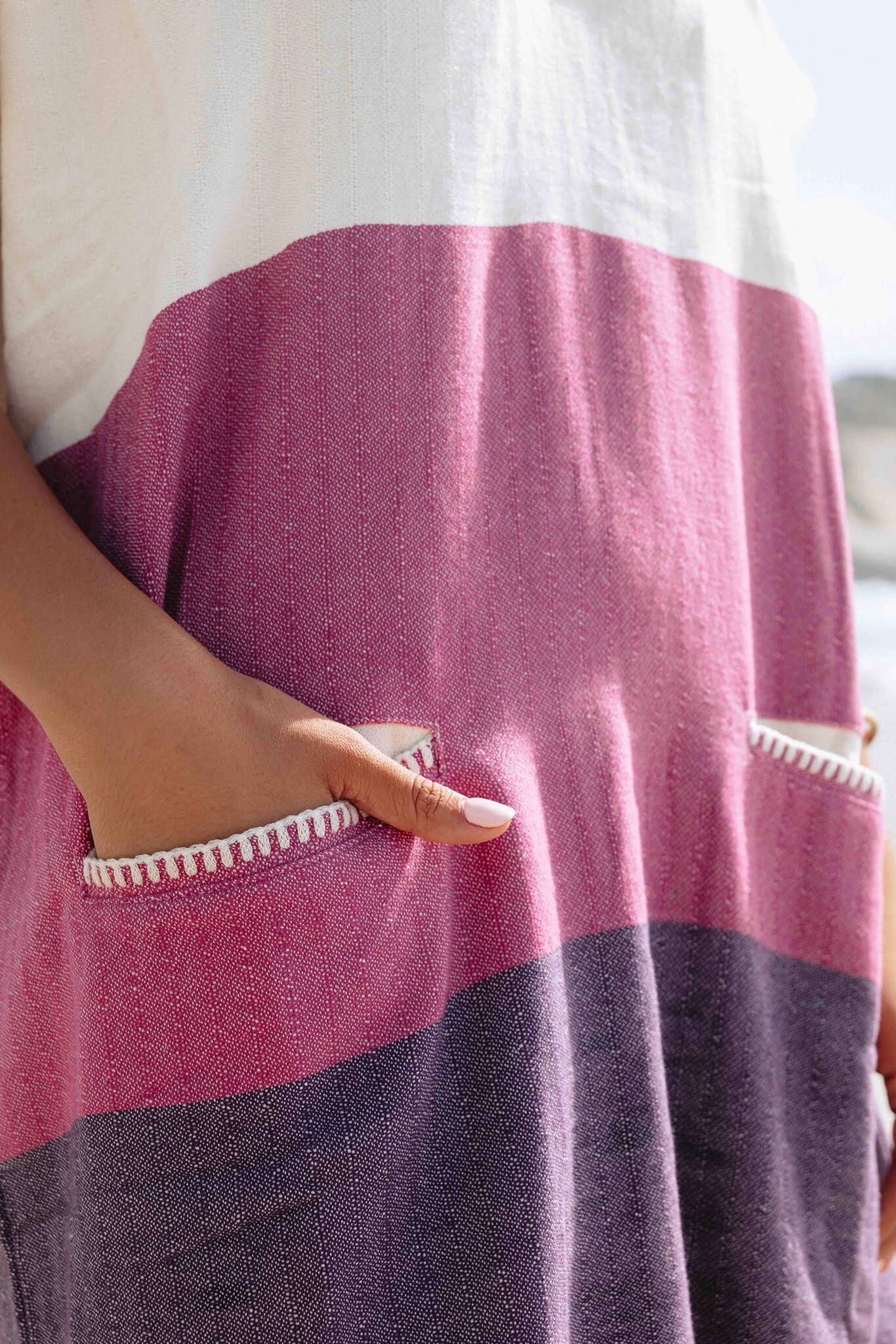 Multi Color Cover Up, Poncho in Light Purple Dark Purple color made of 100% Turkish cotton Poncho by buldano in Turkey