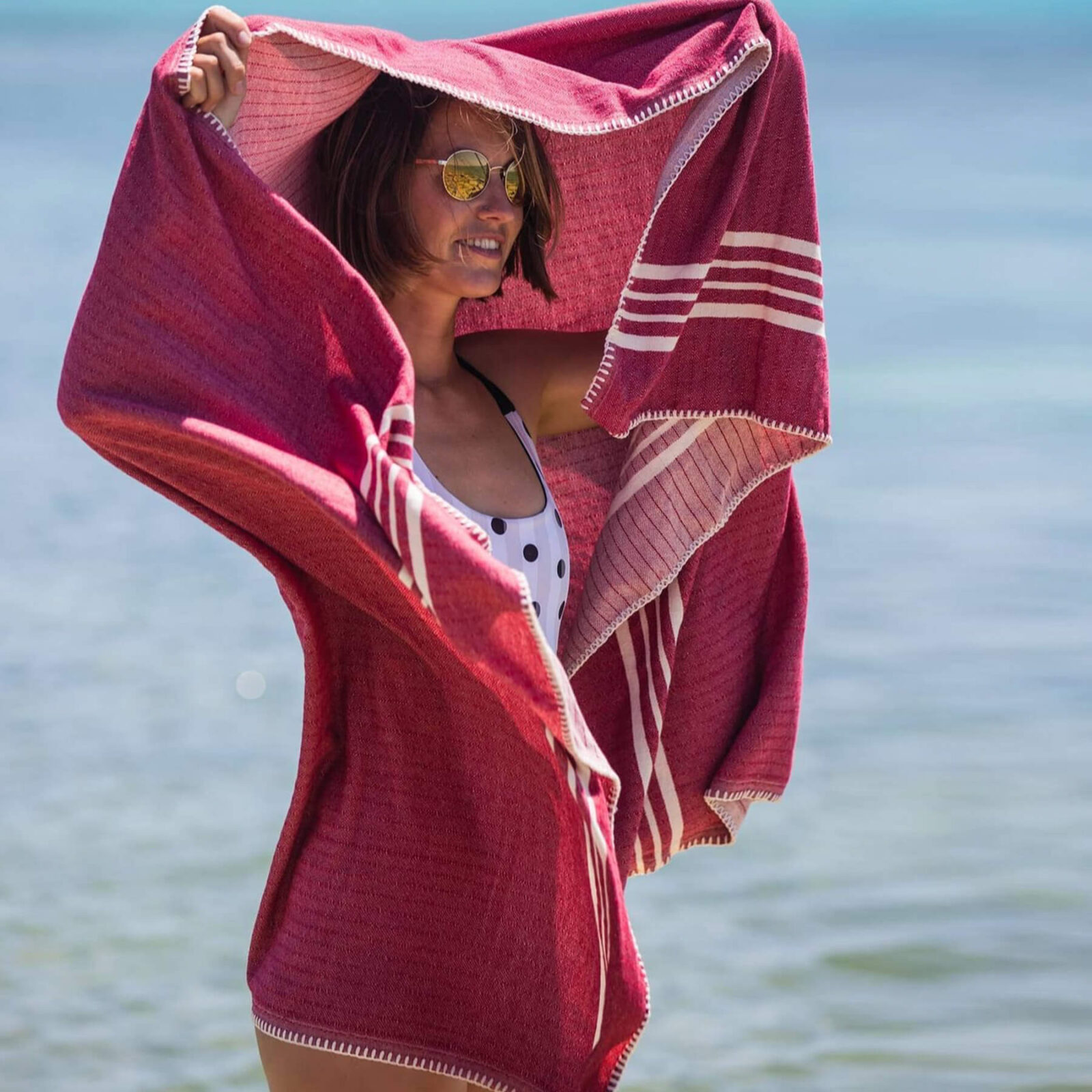 Turkish Beach Towel | Tie-Dye Sarong | Beach Wrap | Turkish-T Hot Pink